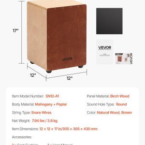 Cajon Box Drum Wooden Birchwood Percussion Instrument Bass Drum With Snare Wires