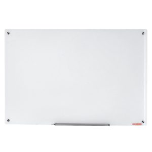 Magnetic Glass Whiteboard, Dry Erase Board 36×24, Wall-Mounted Large White Glassboard Frameless, With Marker Tray, An Eraser And 2 Markers, White
