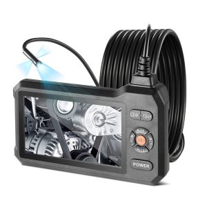 Triple Lens Endoscope With Light, 5 HD IPS Screen Industrial Borescope, 1280 X 720 Lens, 8  2 LEDs, 8X Zoom, IP67 Waterproof Inspection Snake Camera For Auto, Plumbing 16.4FT Rigid Cable