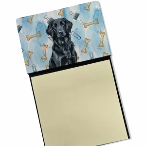 Black Flat-Coated Retriever Coworker Watercolor Sticky Note Holder Refillable Dispenser Desk Accessory 3×3 Pad Gift