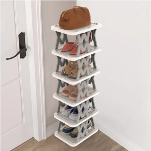 6 Tier Foldable Shoe Rack Vertical Shoe Organizer Narrow Shoe Rack