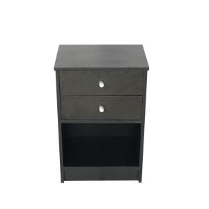 Round Handle Two-tier Drawer Side Cabinet – Black