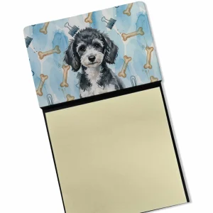 Miniature Parti Poodle Coworker Watercolor Sticky Note Holder Refillable Dispenser Desk Accessory 3×3 Pad Gift