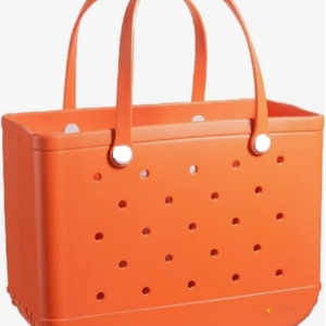 Beach Bag, Waterproof Beach Tote, Rubber XL 19x10x13 Inches Tote Bag, Washable And Durable Open Handbag For Boat Pool Sports Gym —-Orange