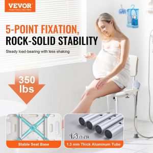 Shower Chair, Shower Seat With Back, Adjustable Height Shower Stool, Shower Chair For Inside Shower Bathtub, Non-slip Bathroom Bench Bath Chair For Elderly Disabled Handicap, 350 Lbs Capacity