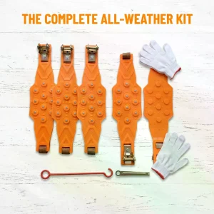 Car Tire Snow Chains 6Pcs Set Universal 165-245mm Thickened Widened Anti-Skid Chains, Ice Breaking Traction for Sedan SUV Off-Road, Winter Emergency Tyre Chains with Storage Bag Gloves Hook Wrench