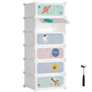 SONGMICS Kids’ Shoe Rack With Doors, 6-Slot Stackable Storage Organizer