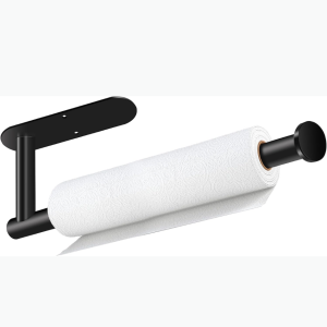 Black Under-Cabinet Paper Towel Holder – Self Adhesive & Drill Mount Stainless Steel Organizer