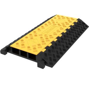 Rubber Cable Guard, 3-Channel, 2 X 2.3 In – Durable Cord Protection Ramp For Driveways, 6600 Lbs Capacity