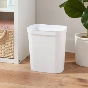2.5 Gallon Compact Plastic Waste Basket – White, For Bathroom Or Kitchen