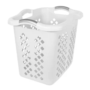 (2 pack) 2 Bushel Lamper Laundry Basket with Silver Handles, White, Adult