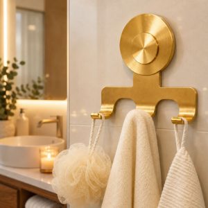 Suction Cup Razor Holder – Golden Finish, 2 Pack