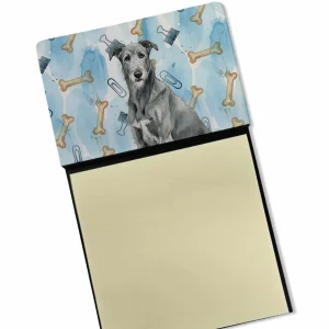 Gray Irish Wolfhound Coworker Watercolor Sticky Note Holder Refillable Dispenser Desk Accessory 3×3 Pad Gift