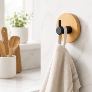 Bamboo Wood Hook - Black, 2 Pack