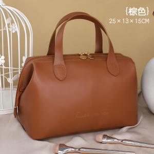 (brown)1pc Portable Cosmetic Bag For Makeup, Skin Care Waterproof Travel Bag, Large Toilet Bag, Room Aesthetic Decoration, Home Decoration,