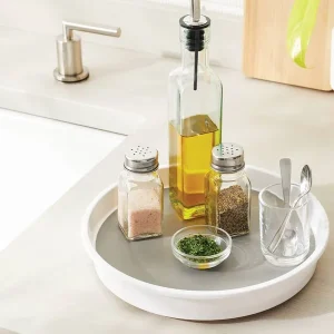 10″ Lazy Susan Turn Table: Non-Slip Kitchen Organizer, Spice & Pantry Storage, White Plastic