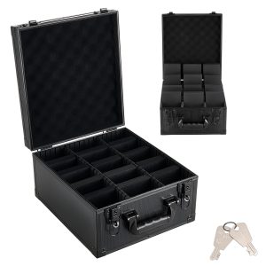 Graded Card Case 3 Row 150 PSA Slab Storage Box With Secure Lock, Baseball Sports Trading Cards Holder Collector With 12 Dividers, Key, Holds 100 SGC 80 BGS 500 Top Loaders & 999+ Loose Cards