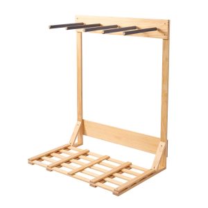 Vertical Surfboard Stand, 4 Tiers Wooden Surfboard Rack For Storage And Display, Freestanding Board Stand Organizer, Surf Board Holder For Wakeboards, Snowboards, Kiteboards, Shortboard, Skis