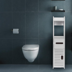 Wood Plastic Panel Bathroom Shelf – White
