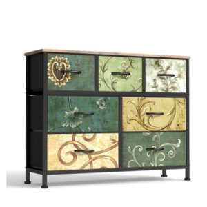 Bedside Table With A Movable Fabric Box, Sturdy Steel-framed Wooden Top Organizer Furniture