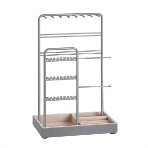 SONGMICS Jewelry Holder, Display Stand, Metal Frame, Velvet Tray