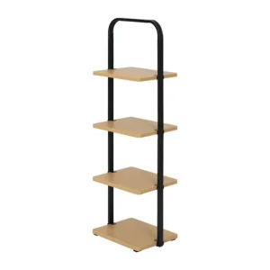 4-Tier Wooden Shoe Ladder for Shoe Storage, Black and Light Honey Wood, Holds up to 4 Pairs (Shipment from Walmart)