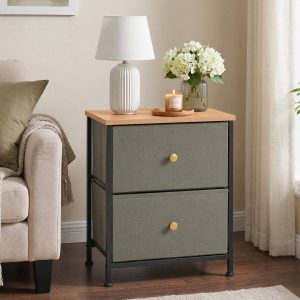 Double Drawer Bedside Table – Suitable For Bedrooms And Living Rooms, 20 Inches High