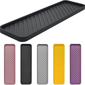 Silicone Organizer Tray For Kitchen Sink And Bathroom Countertop, Non-Slip Dishwasher Safe Tray For Makeup And Small Items