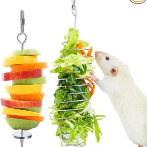 2-Piece Rat Enrichment Toys, Stainless Steel Fruit And Vegetable Holder For Small Animals
