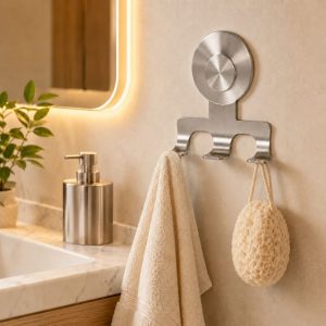 Suction Cup Razor Holder – Silver Finish, 2 Pack