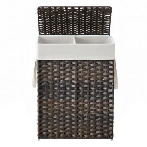 SONGMICS Laundry Hamper, 23.8 Gal.  Laundry Basket With Lid, Removable Bag With Handles, Handwoven Synthetic Rattan