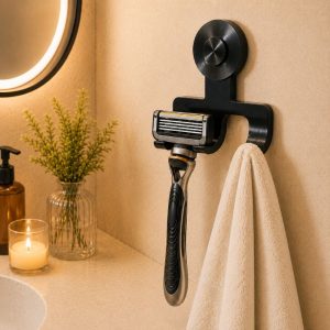 Suction Cup Razor Holder – Black Finish, 2 Pack