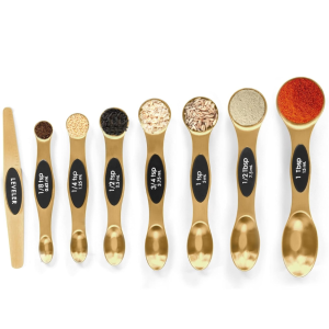 Magnetic Stainless Steel Measuring Spoons Set With Leveler – Stackable Dual-Sided Metal Spoons For Spice Jars & Baking