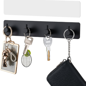 Key Holder With 4 Hooks Adhesive Key Hanger Organizer For Wall Mount