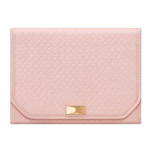 HOME RONNE Collection – Travel Jewelry Case, Foldable Jewelry Organizer With Mirror, Jelly Pink