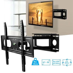 Full Motion TV Wall Mount Swivel Tilt TV Wall Rack Support 37-70′ TV Wall Mount Max VESA Up To 600x400mm