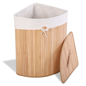Corner Bamboo Hamper Laundry Basket-Natural