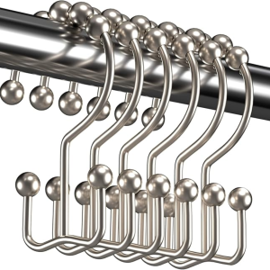 Shower Curtain Hooks Rings Rust Resistant Metal Double Glide Shower Hooks Rings For Bathroom Shower Rods Curtains