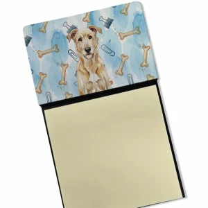 Wheaten Irish Wolfhound Coworker Watercolor Sticky Note Holder Refillable Dispenser Desk Accessory 3×3 Pad Gift