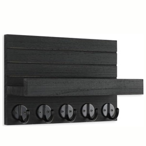 Decorative Wall-Mounted Key And Mail Holder With Shelf, Large Hooks For Bags, Coats And Umbrellas