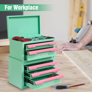 Drawer-style Desktop Storage Box, Office Workstation Organizing Magic Tool, Desk Stationery Storage Rack, Cosmetic Storage Cabinet  Green-pink Color, 2-3 Layers