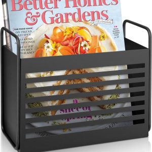 Magazine Rack And File Holder, Black Mail Organizer Bin For Magazines, Books, Newspapers, Tablets, Home And Office
