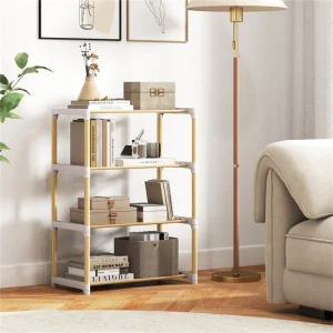 4-Tier Solid Pine Wood Shoe Rack Stackable Design 33LBS Per Shelf Ventilated Slatted Shelves Natural+Gray