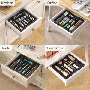 Expandable Silverware Drawer Organizer, Adjustable Kitchen Utensil Tray, Space-Saving Cutlery Storage For Forks, Spoons & Knives