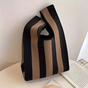 Only Self Pickup—Handbag Women’s Knitted Wool Bucket Bag  Versatile Handbag Casual Tote Bag Box Rice Bag