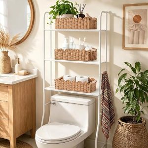Neutral Back-of-Toilet Storage Basket, Decorative Bathroom Organizer For Toilet Tank, Towels, Toiletries And Essentials