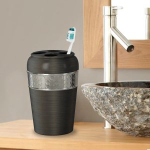 Stainless Steel Toothbrush Holder   Compact Multi-Slot Holder For Toothbrushes,Razors & Makeup Accessories   Oil Rubbed Bronze Finish