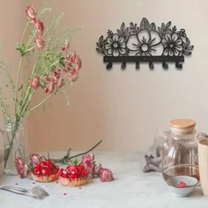 CIFbuy Metal Baked Paint Floral Design Wall Hooks Decorative Flower Key Holder (TikTok, temu pickup)