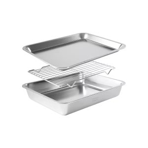 304 Stainless Steel Square Mesh Rack Oven Tray – Multi-functional For Home Use Frying, Baking, Draining, And Roasting