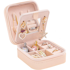 Travel Jewelry Case For Women & Girls, Compact Jewelry Organizer Box With Mirror, Portable Jewelry Storage Case,